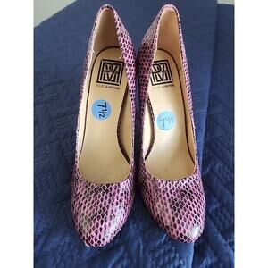 Pour la Victoire Irina Pink Snake Skin Platform Heels